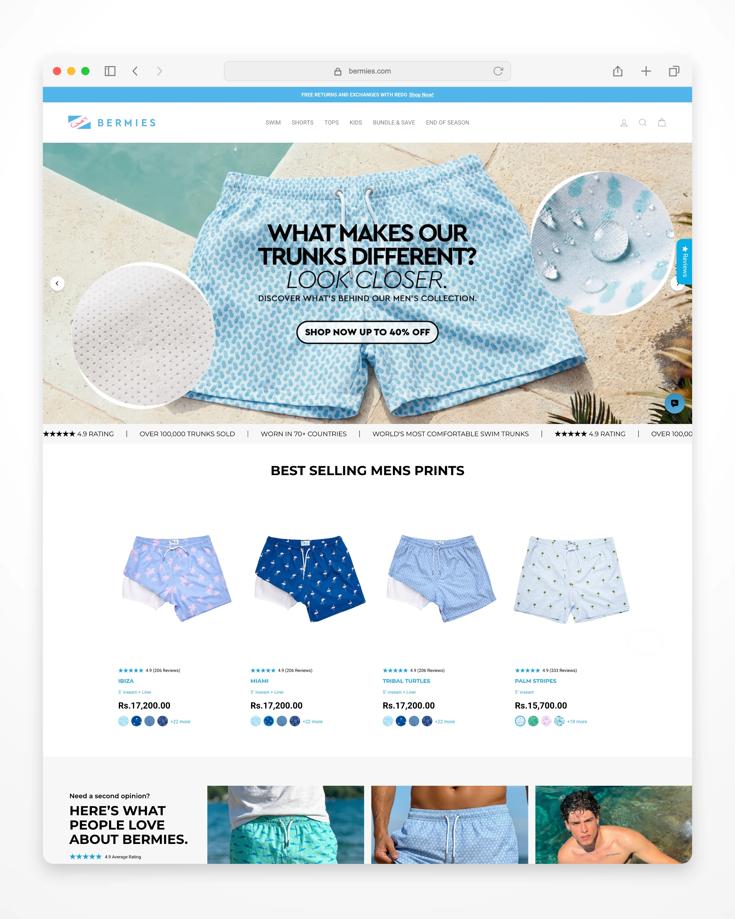 Bermies collection experience mockup