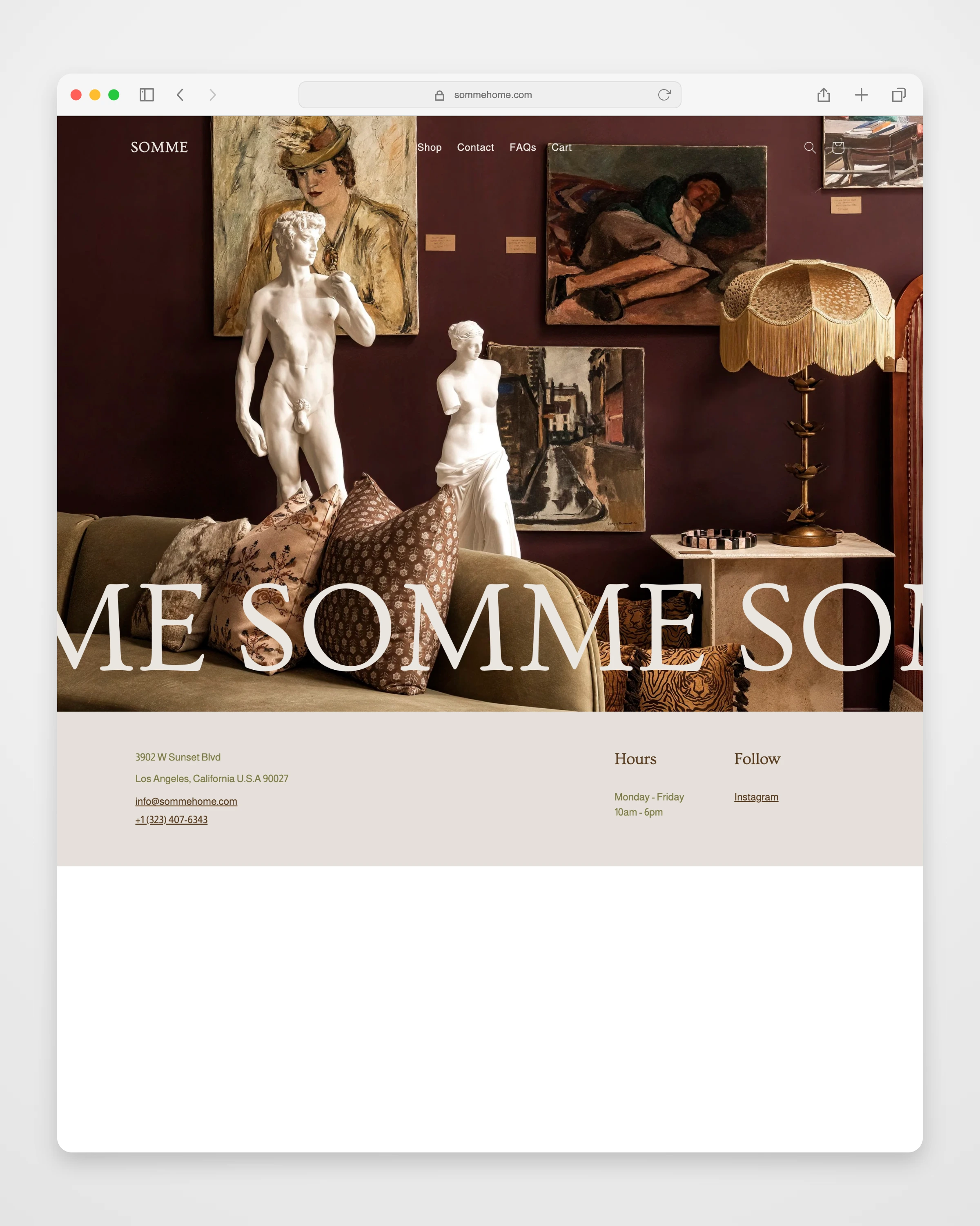 Somme Home collection page mockup