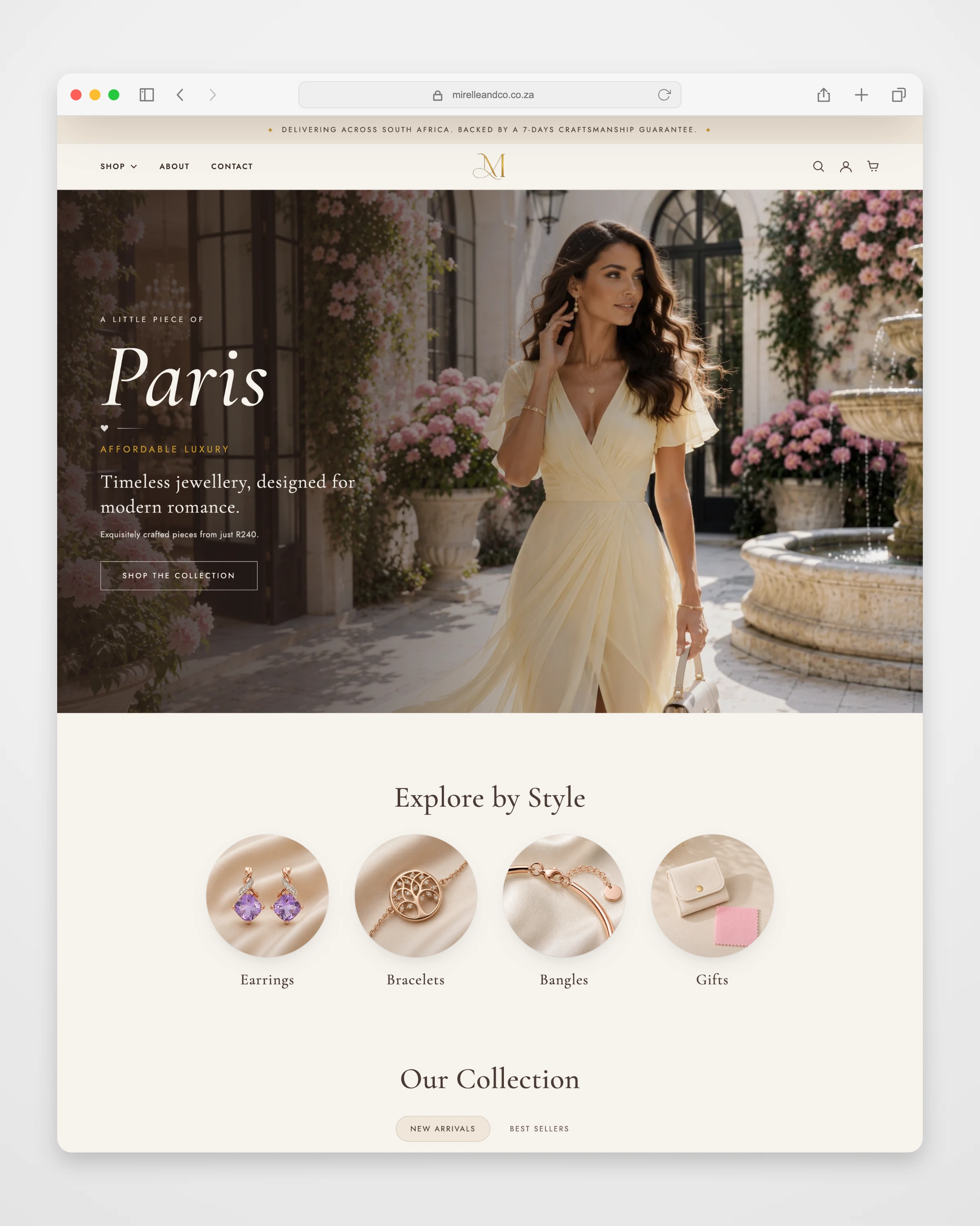 Mirelle & Co. collection or service page mockup