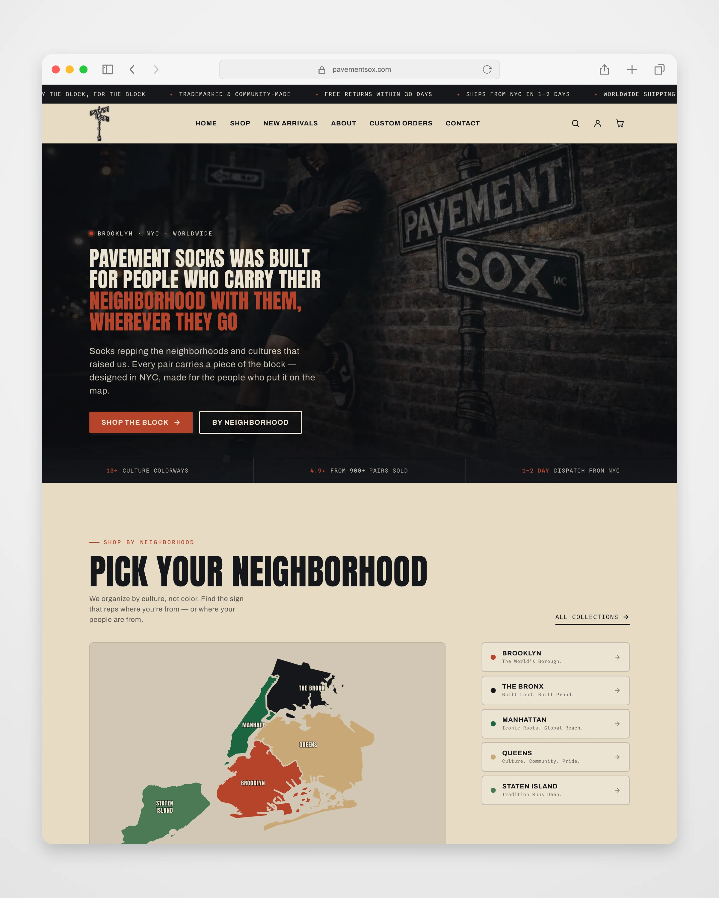 Pavement Sox collection page mockup