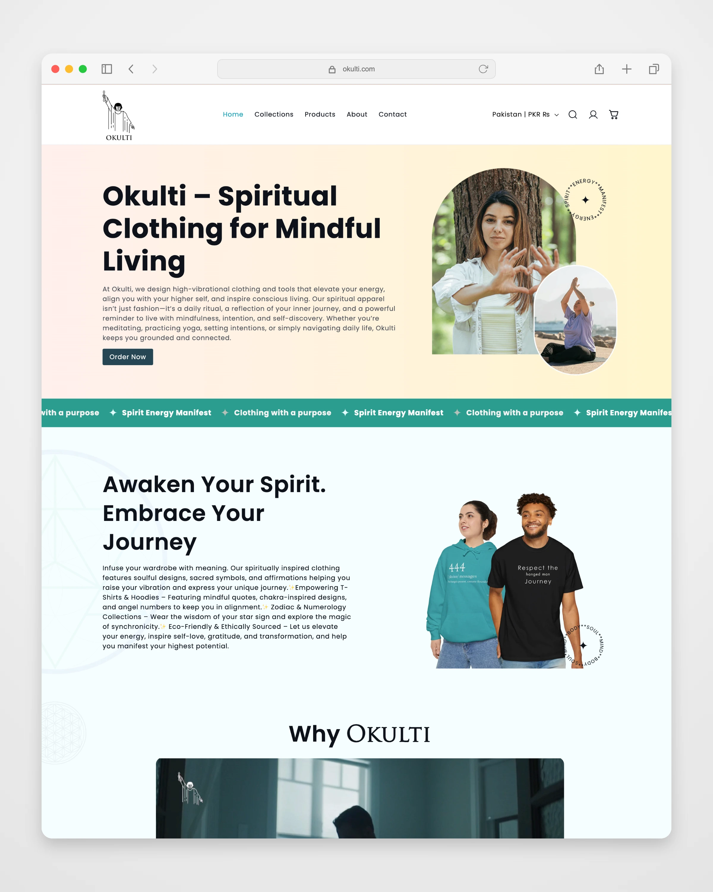 Okulti collection or service page mockup