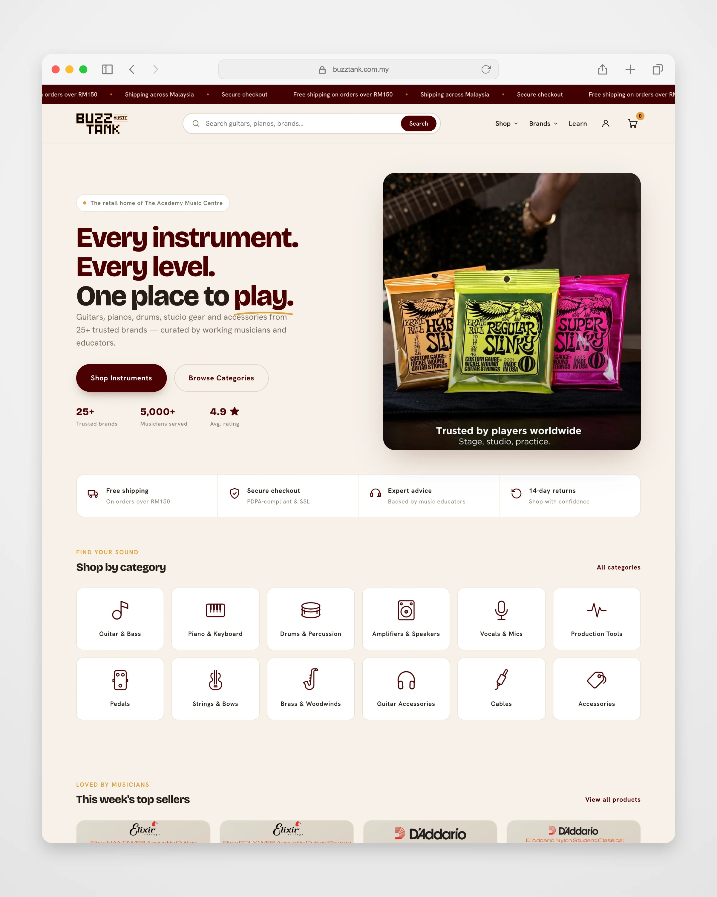 Buzztank collection or service page mockup