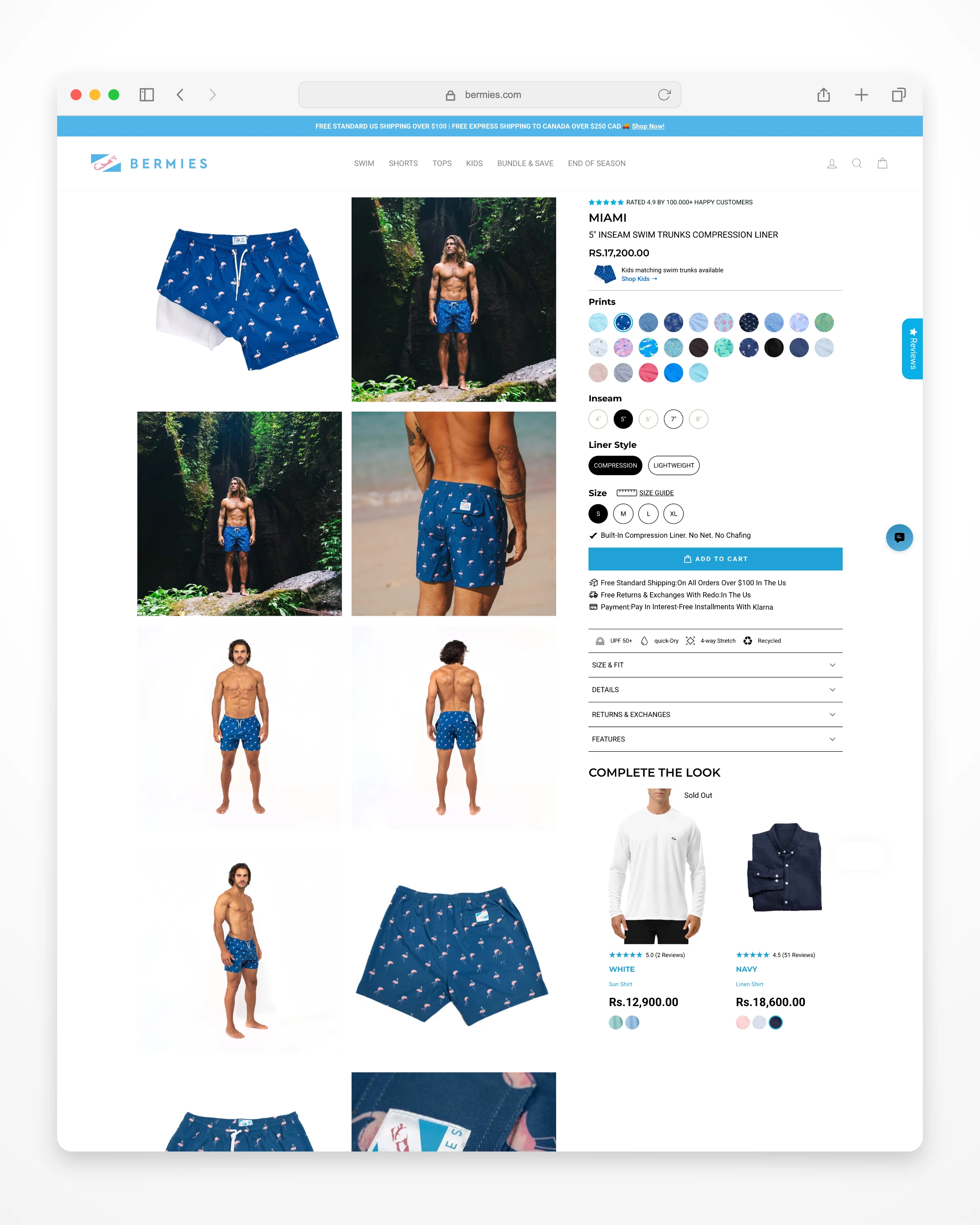 Bermies product-page experience mockup