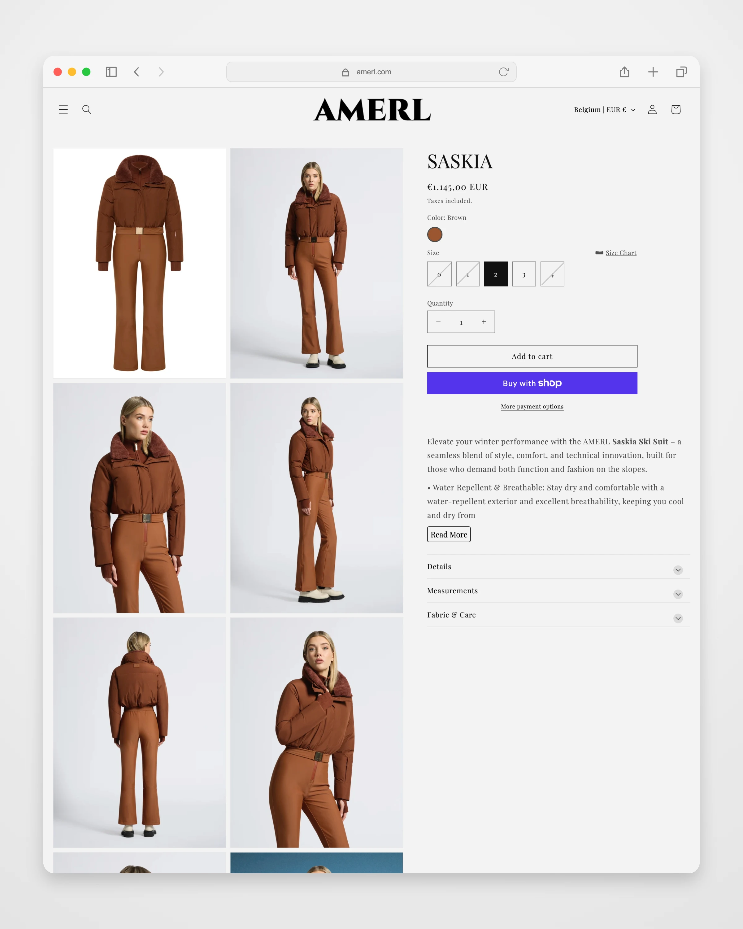 AMERL product page mockup