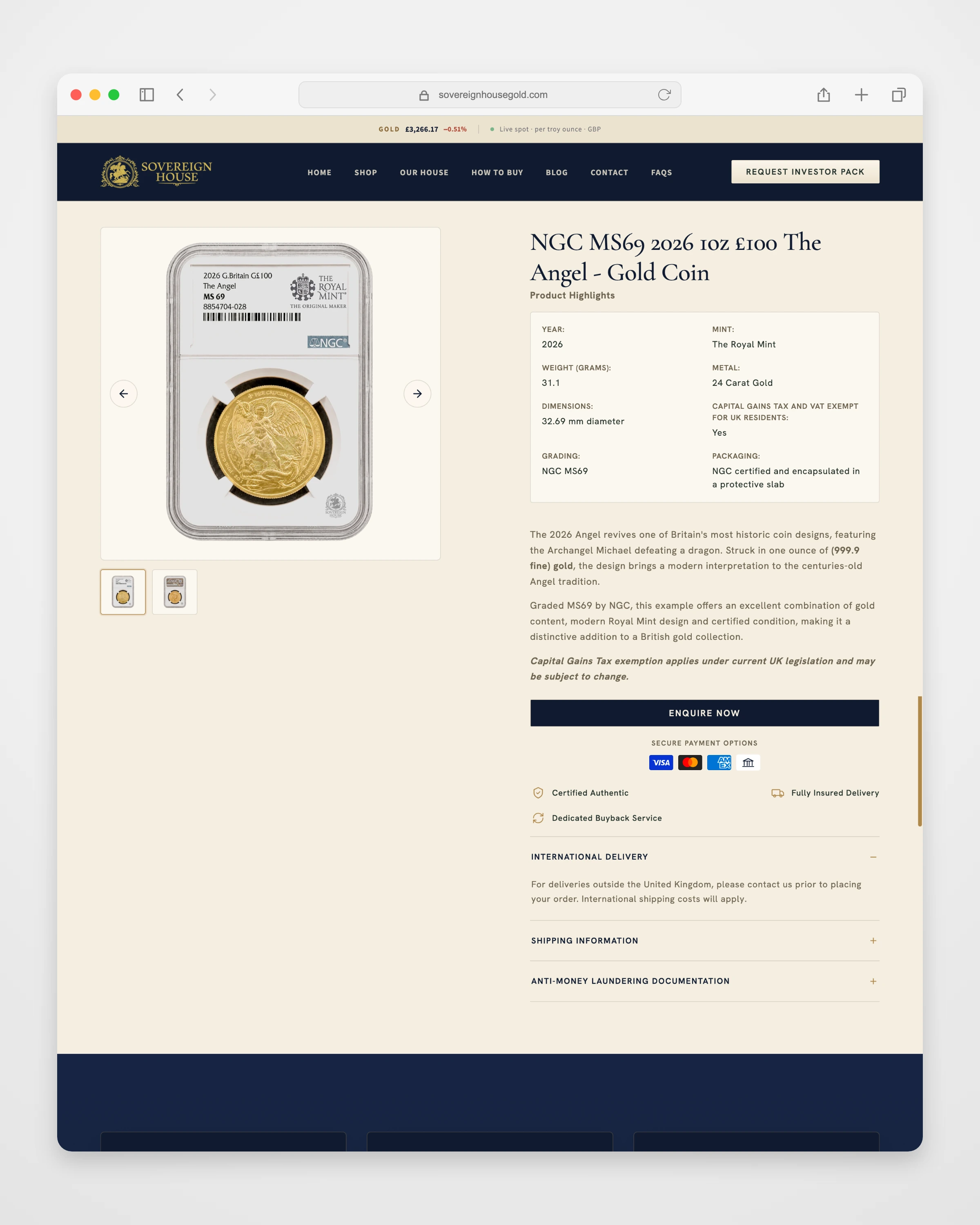 Sovereign House detail page mockup