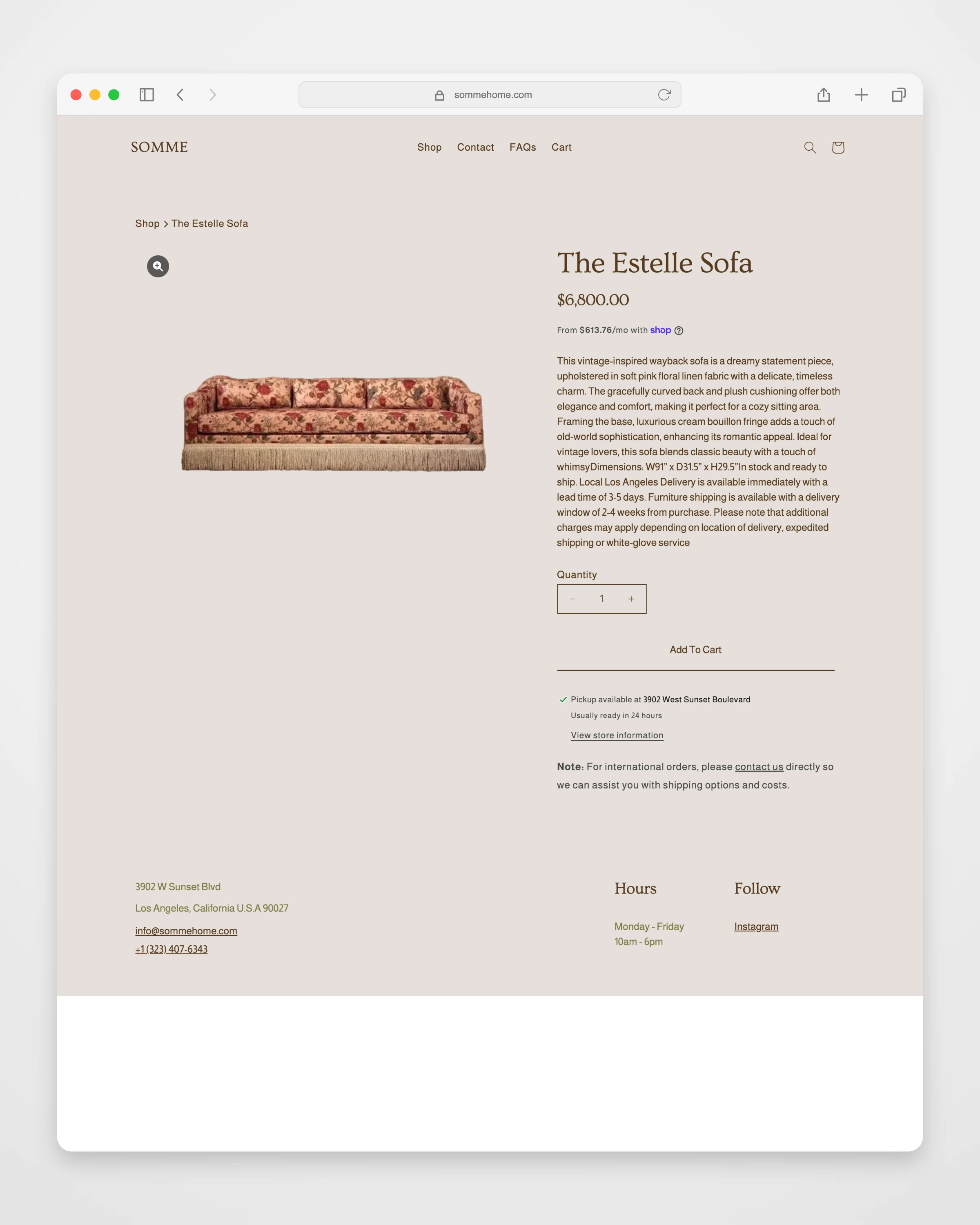 Somme Home product page mockup