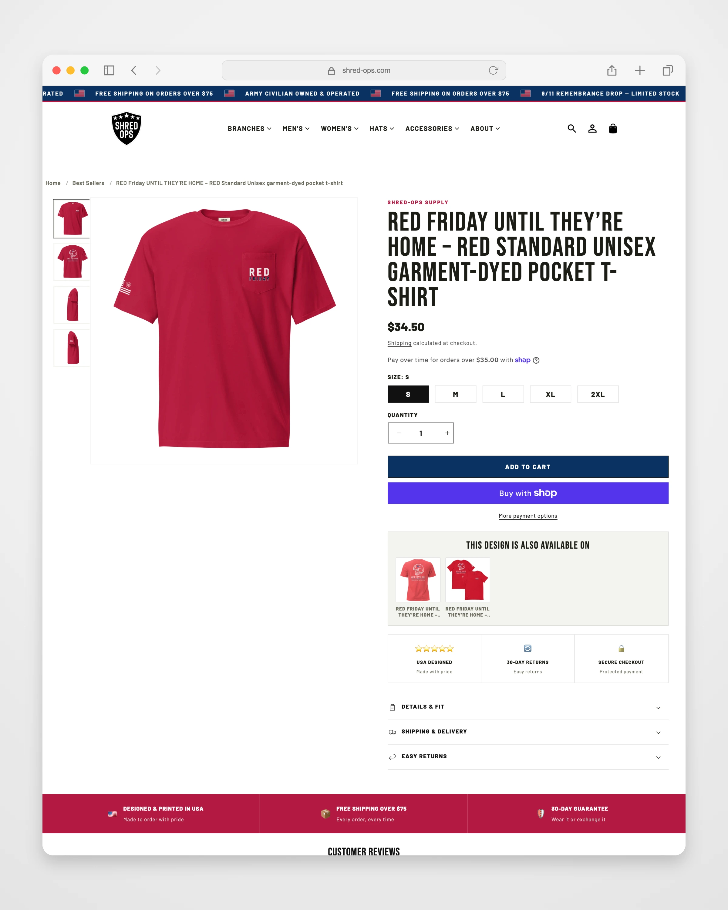 Shred Ops detail page mockup