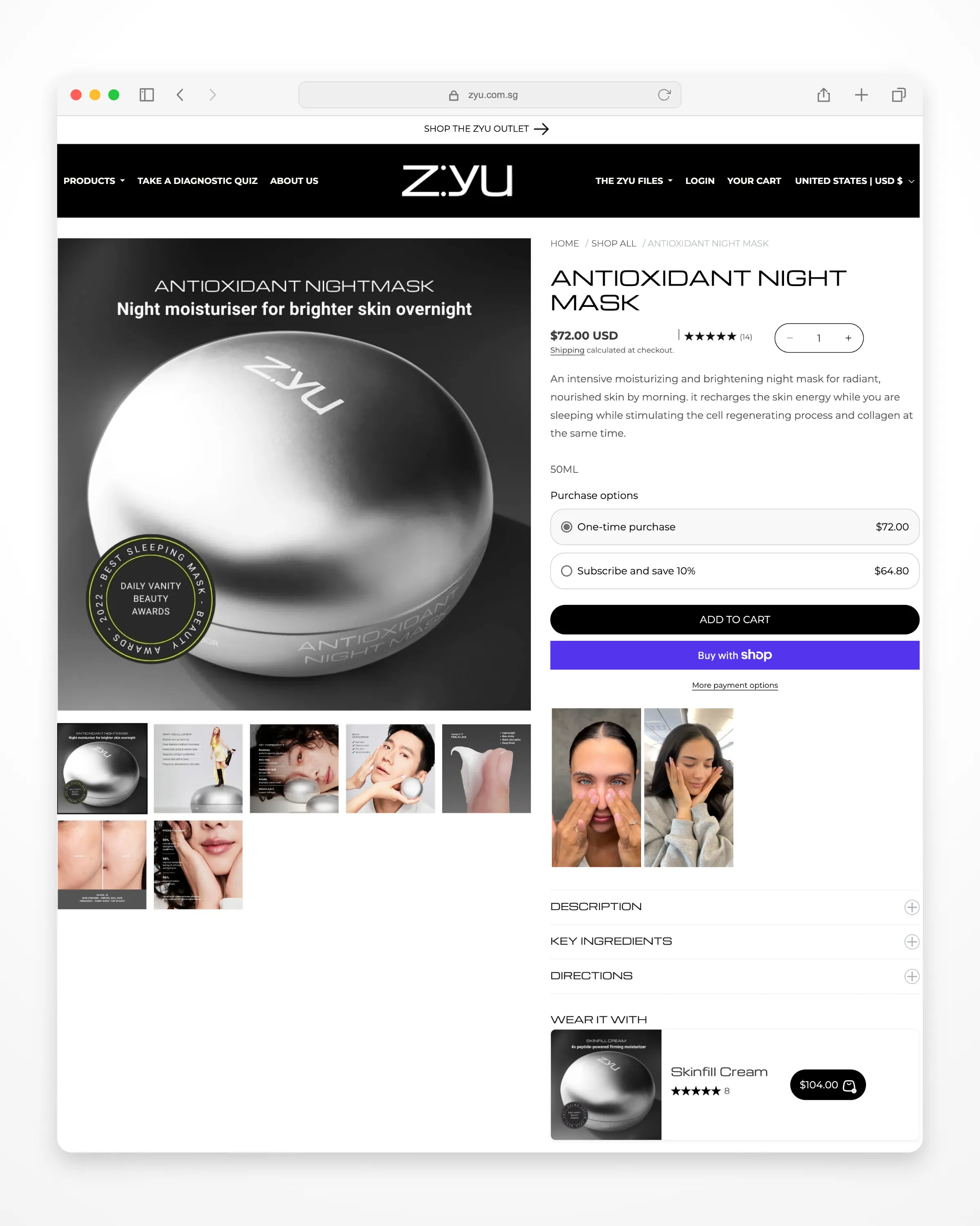 z:yu detail page mockup