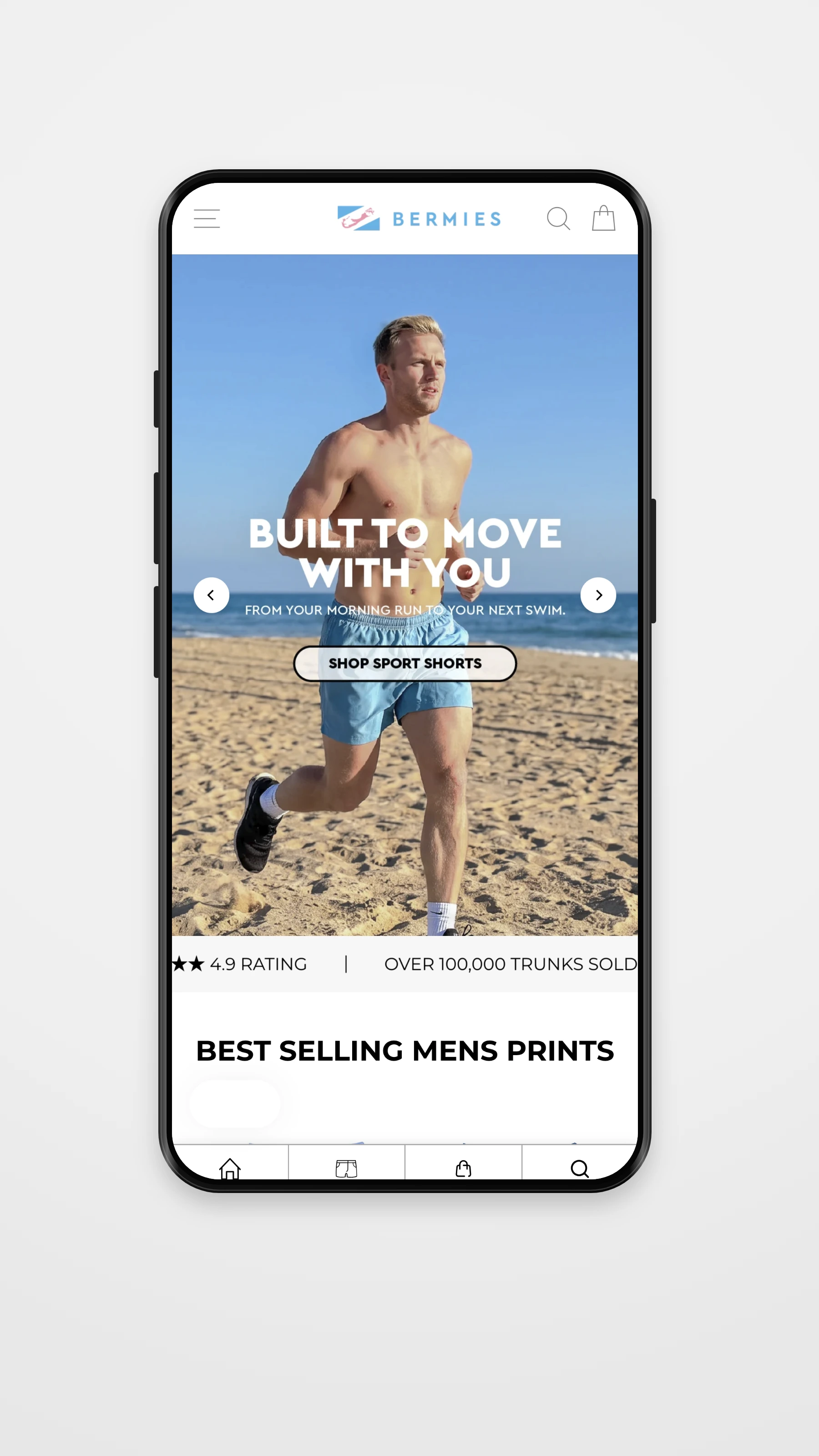 Bermies mobile checkout path mockup
