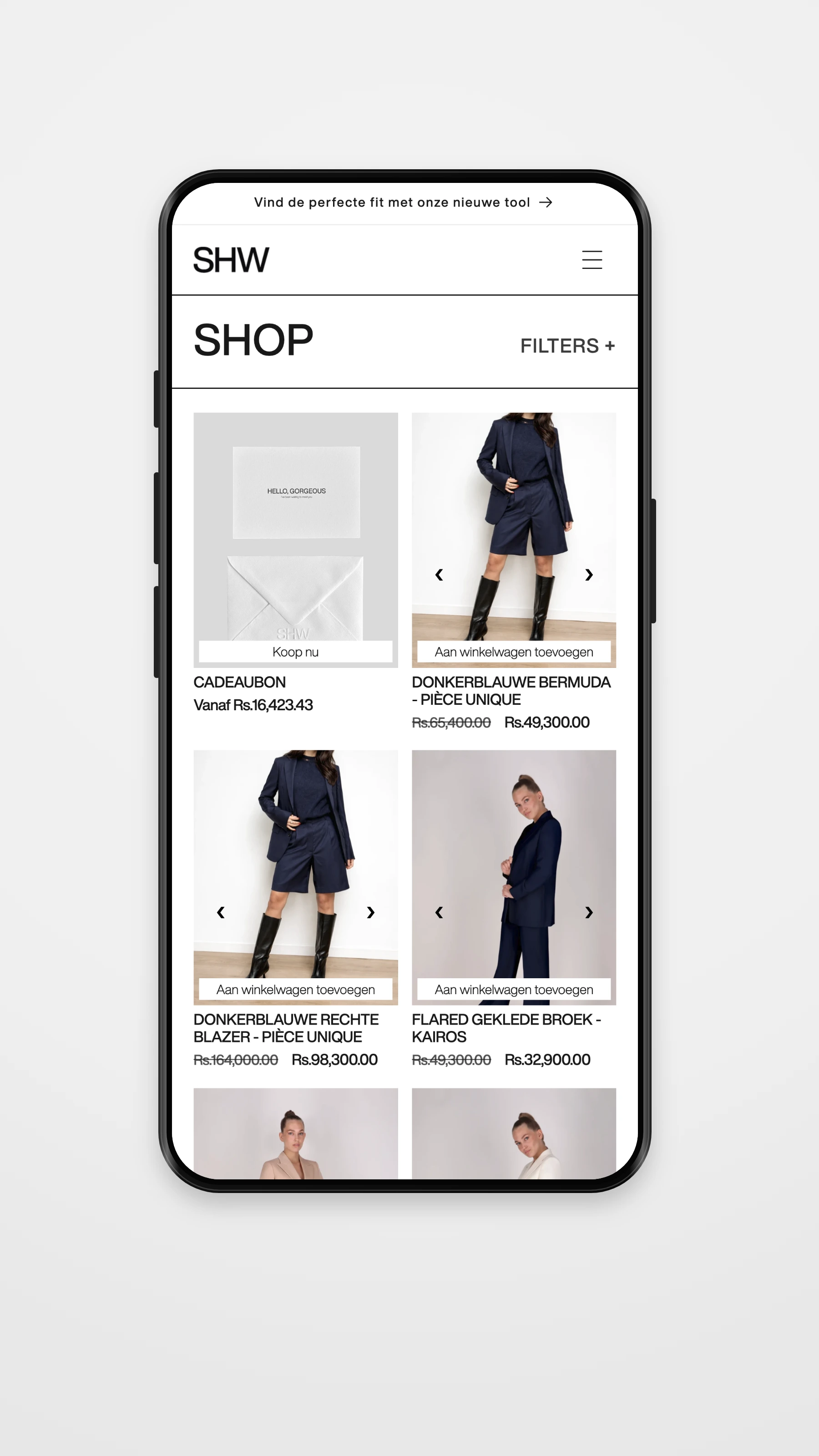 Suitsherwell mobile detail page mockup