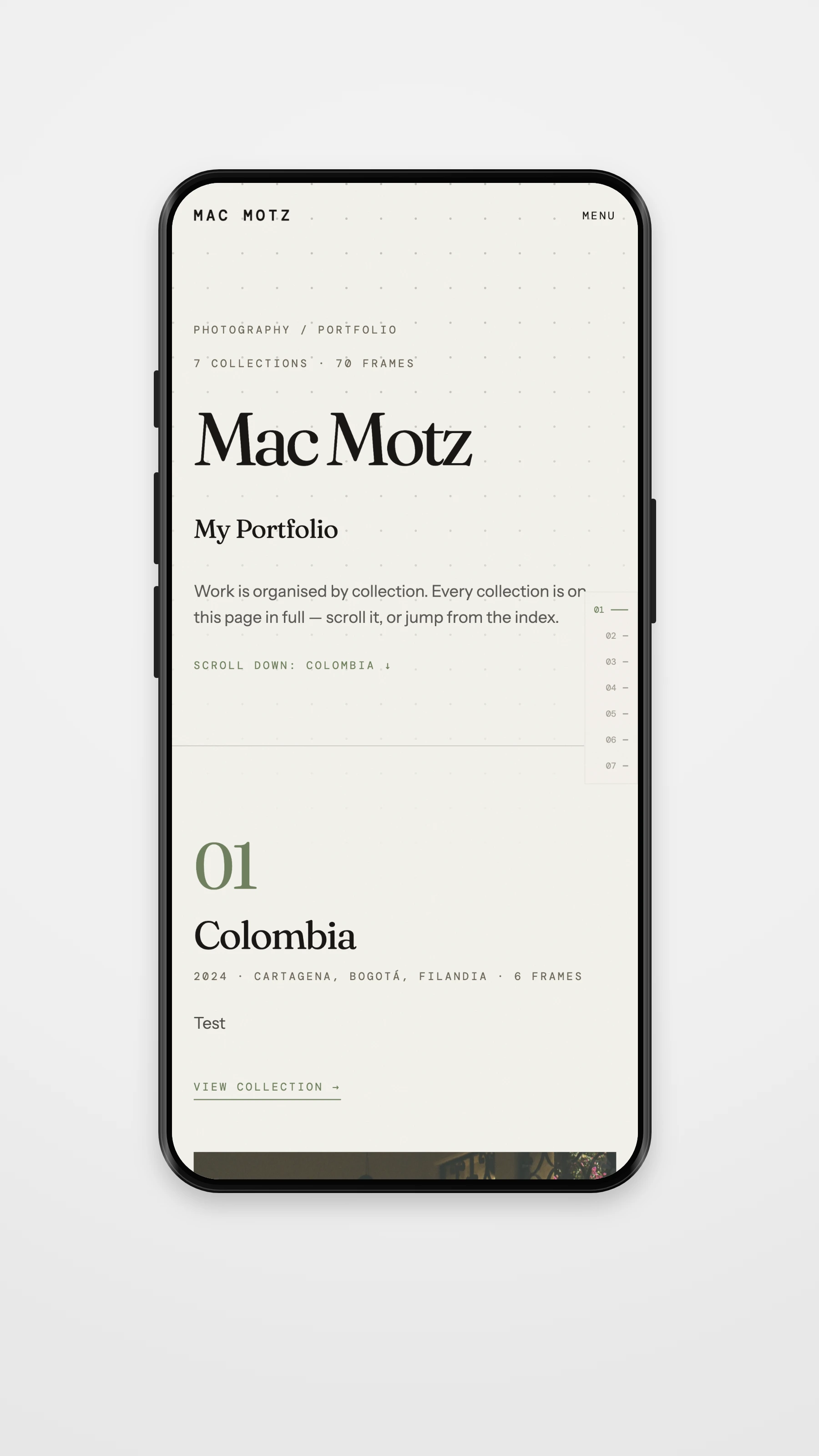 Mac Motz mobile detail page mockup
