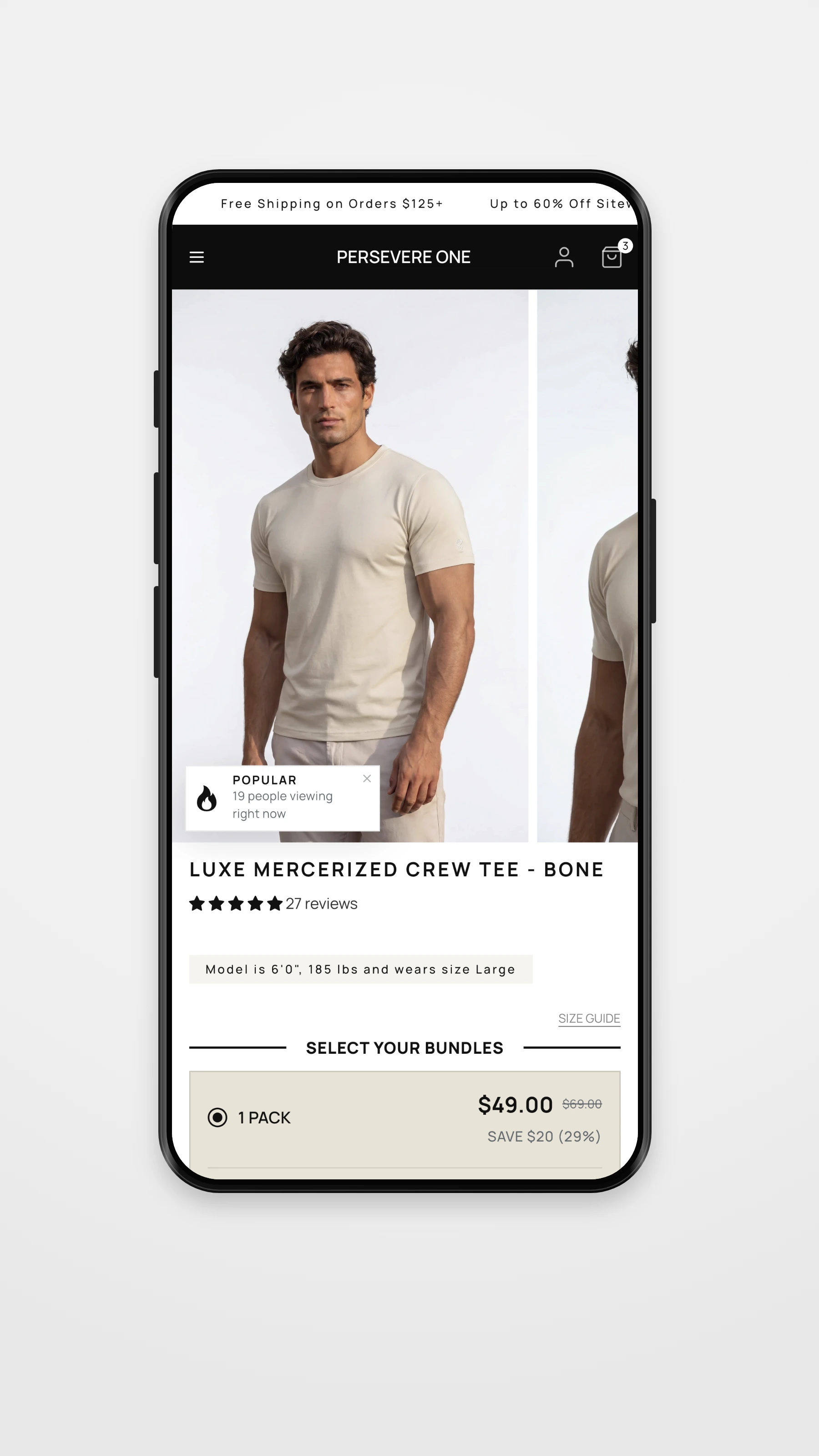 Persevere One mobile bundle selection mockup
