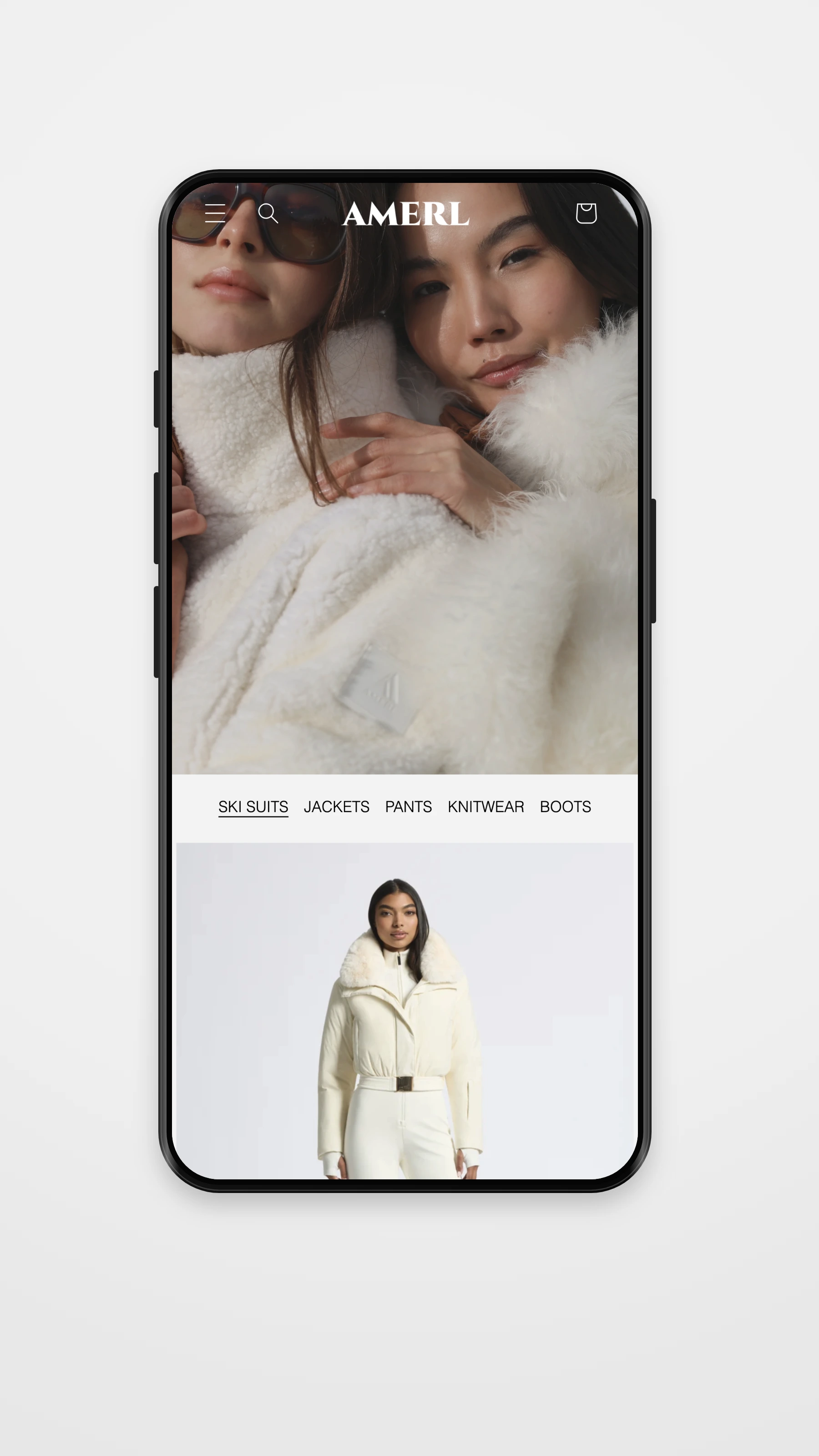 AMERL mobile collection page mockup