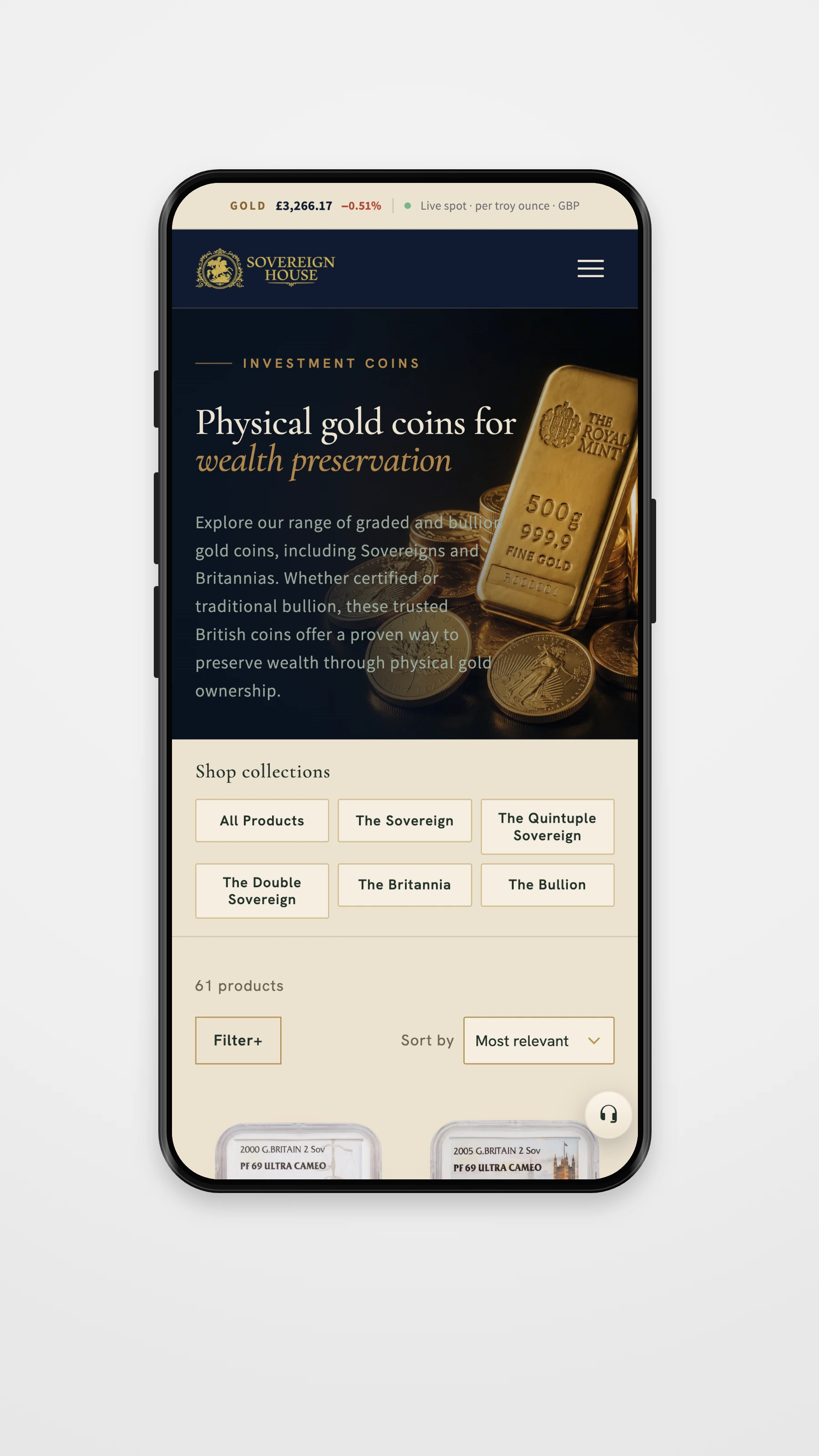 Sovereign House mobile detail page mockup