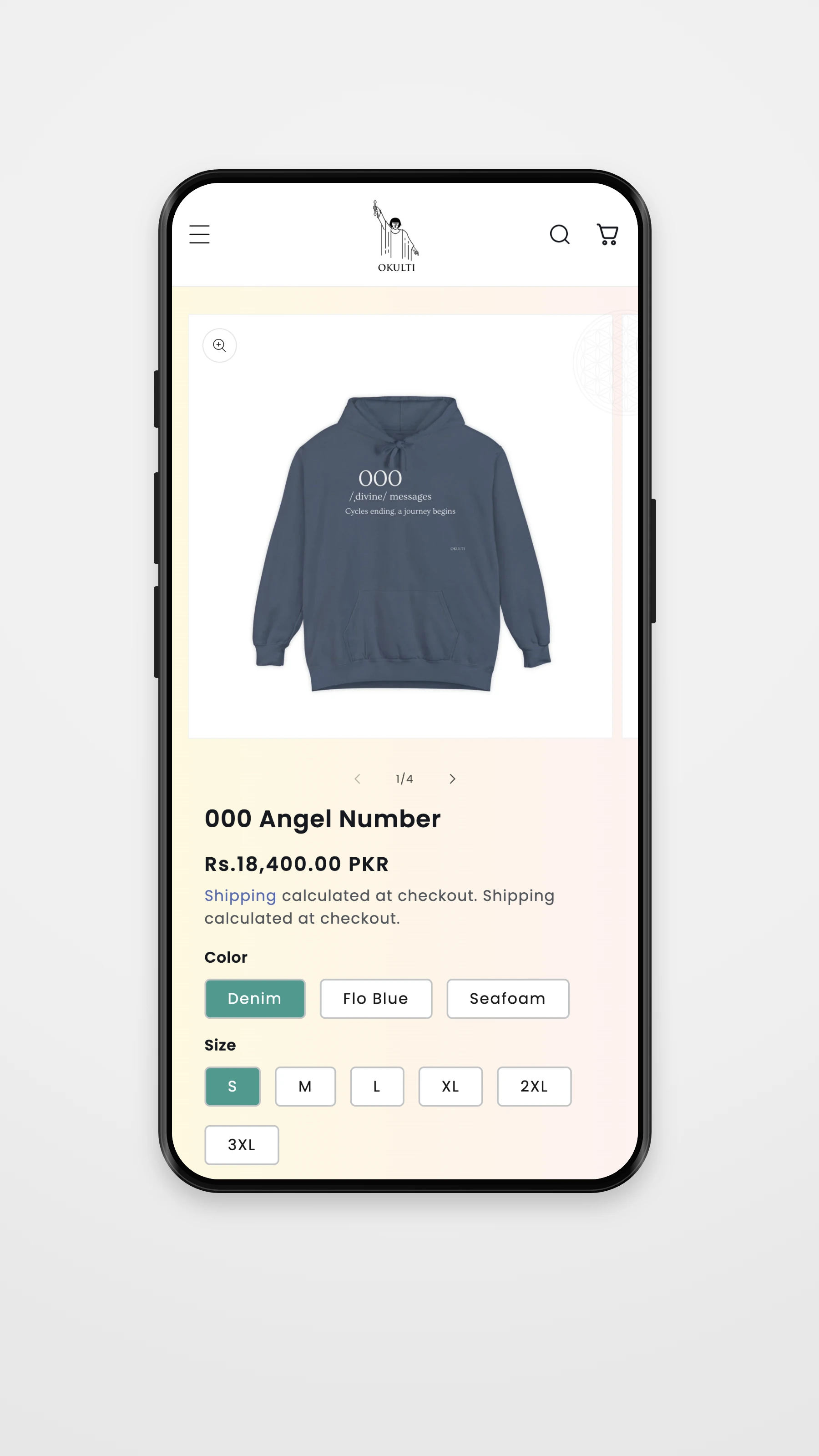 Okulti mobile detail page mockup