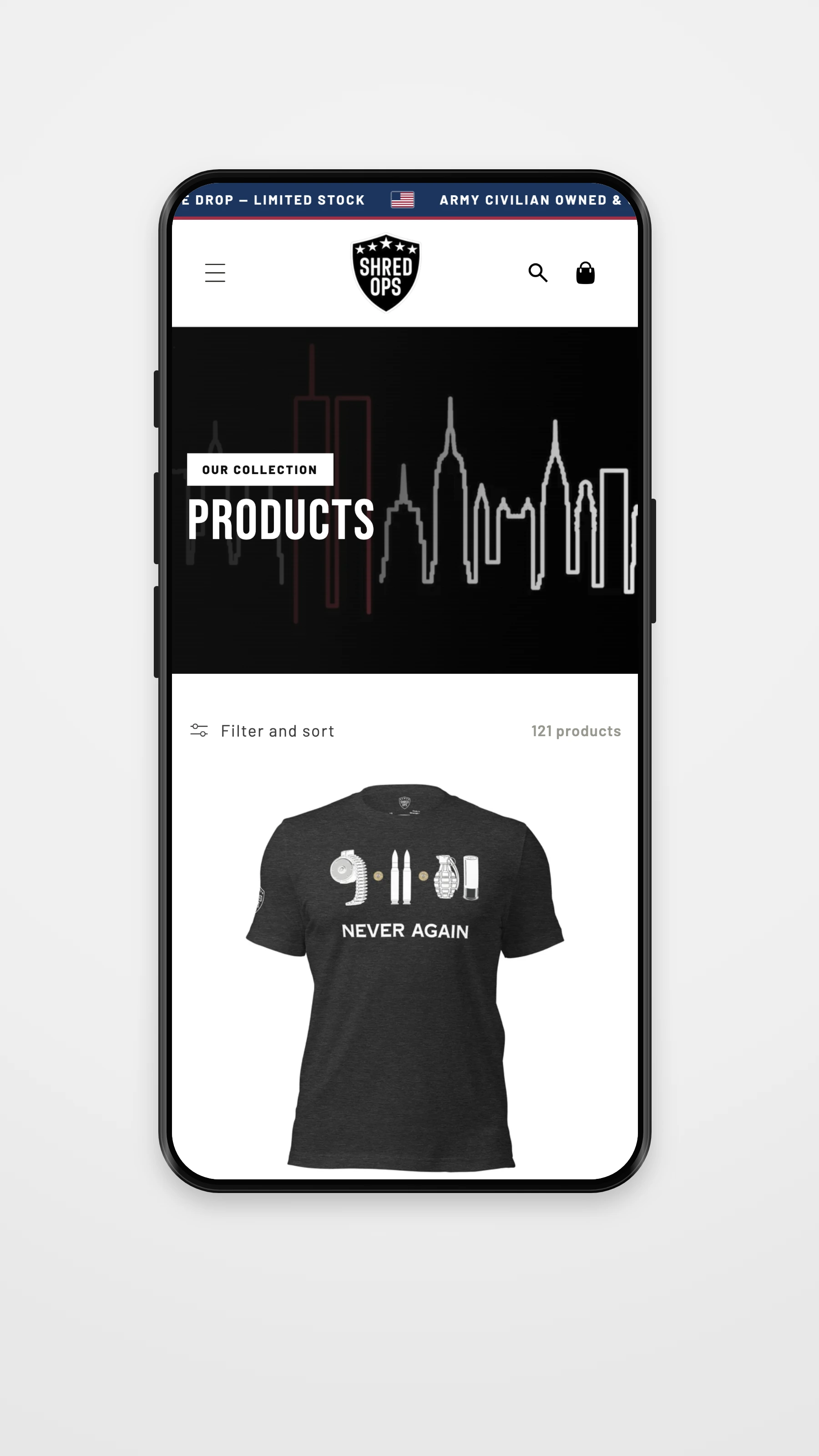 Shred Ops mobile navigation mockup