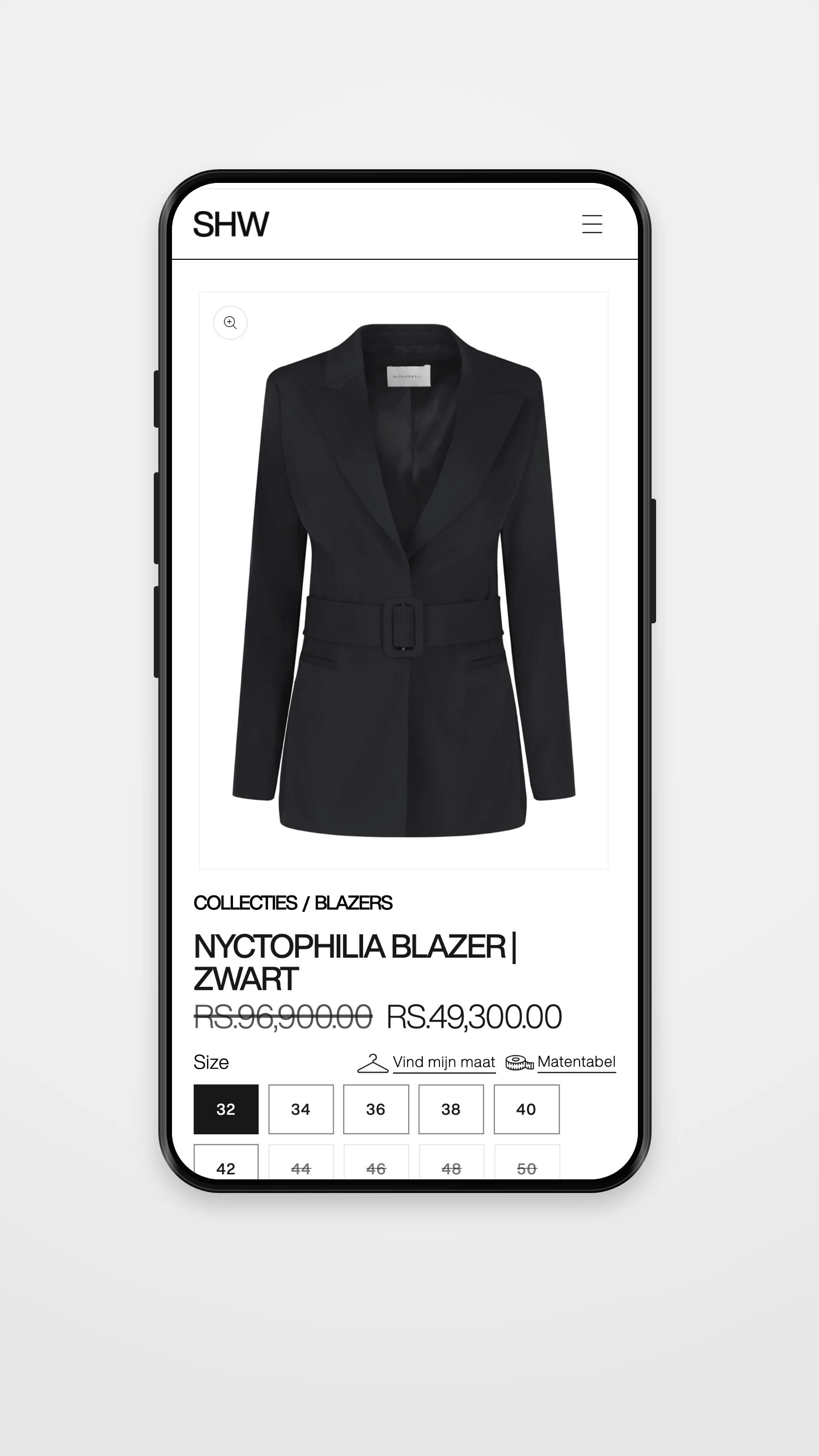 Suitsherwell mobile navigation mockup