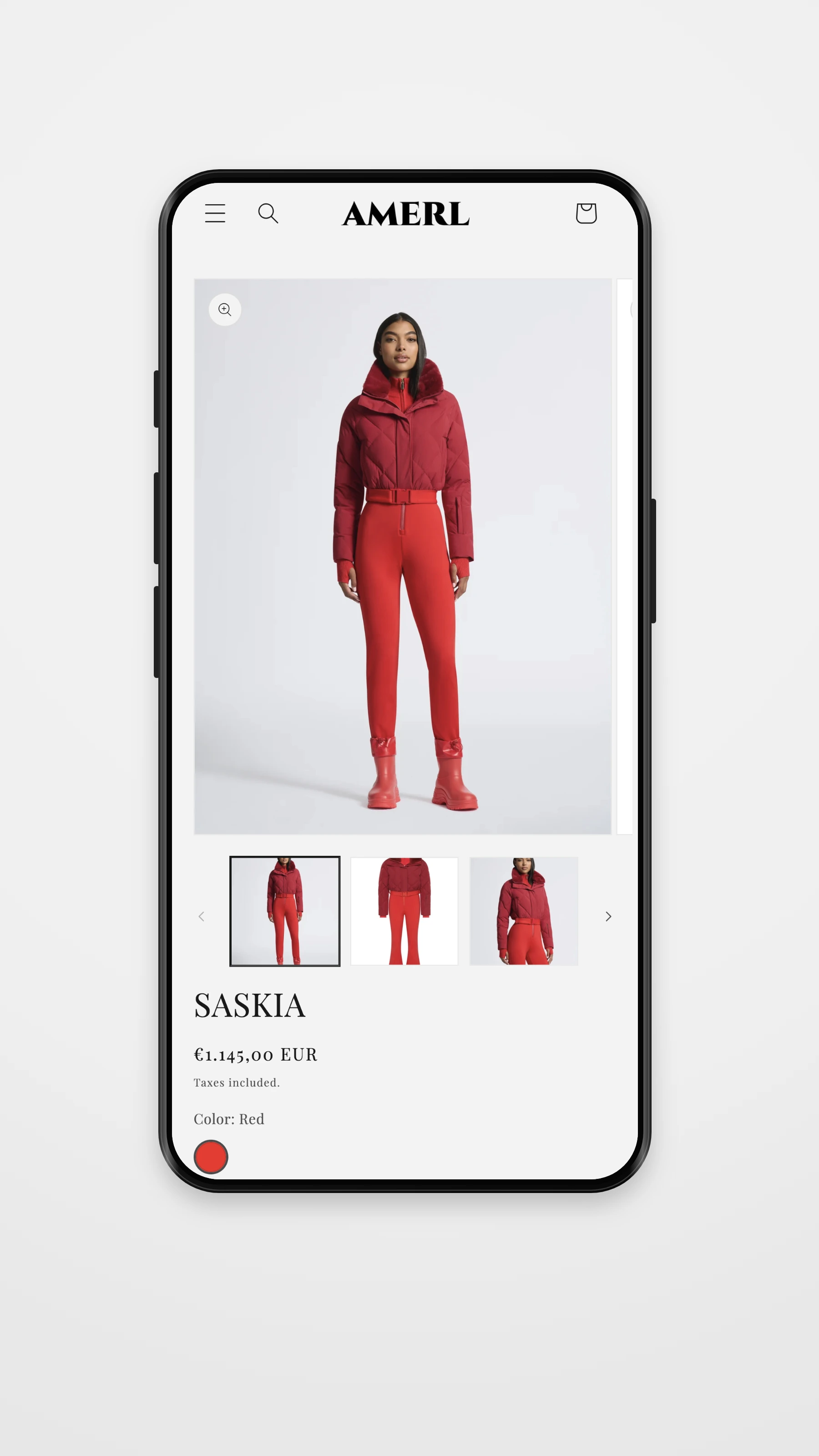 AMERL mobile product page mockup