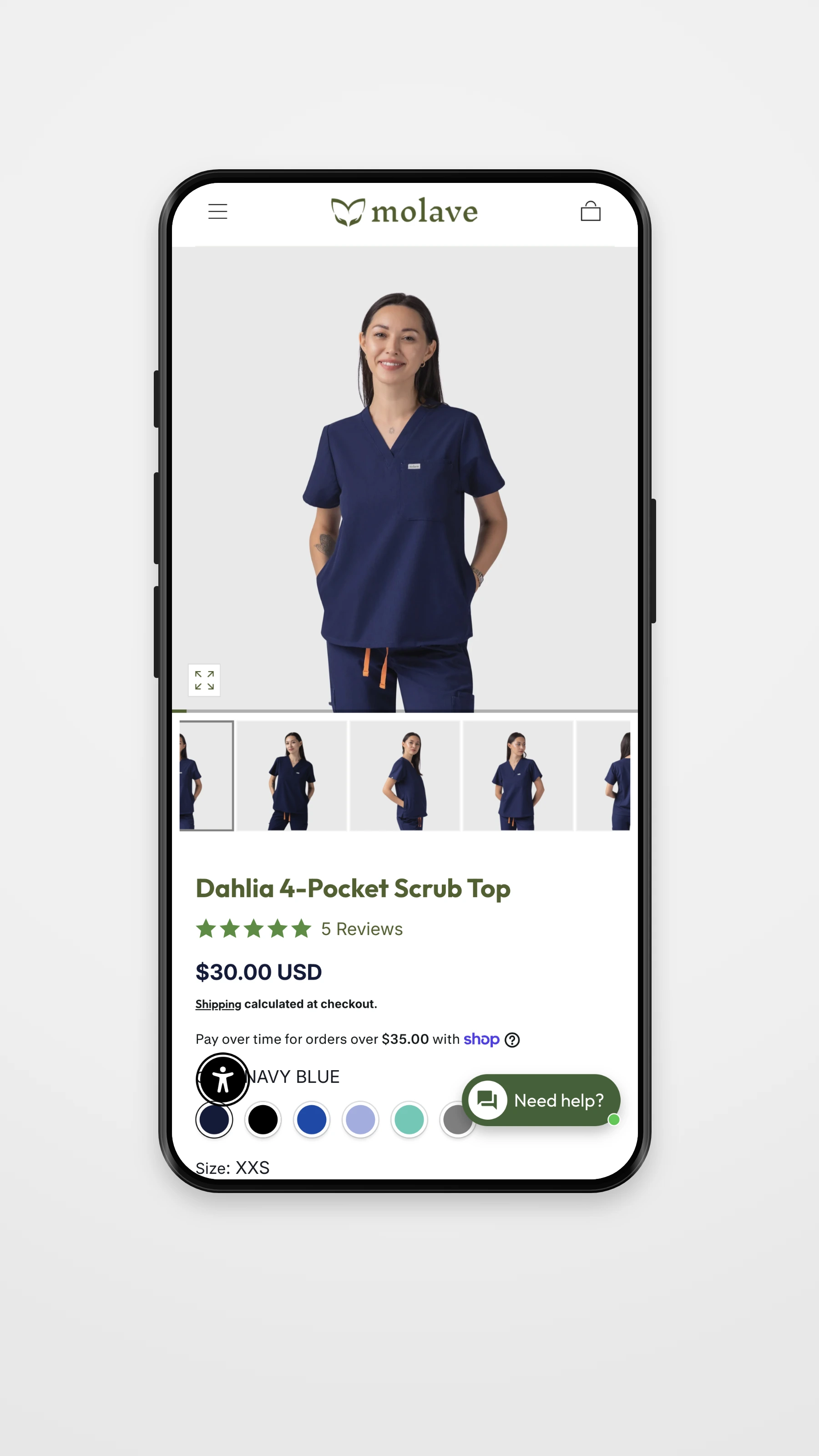 Molave Apparel mobile navigation mockup