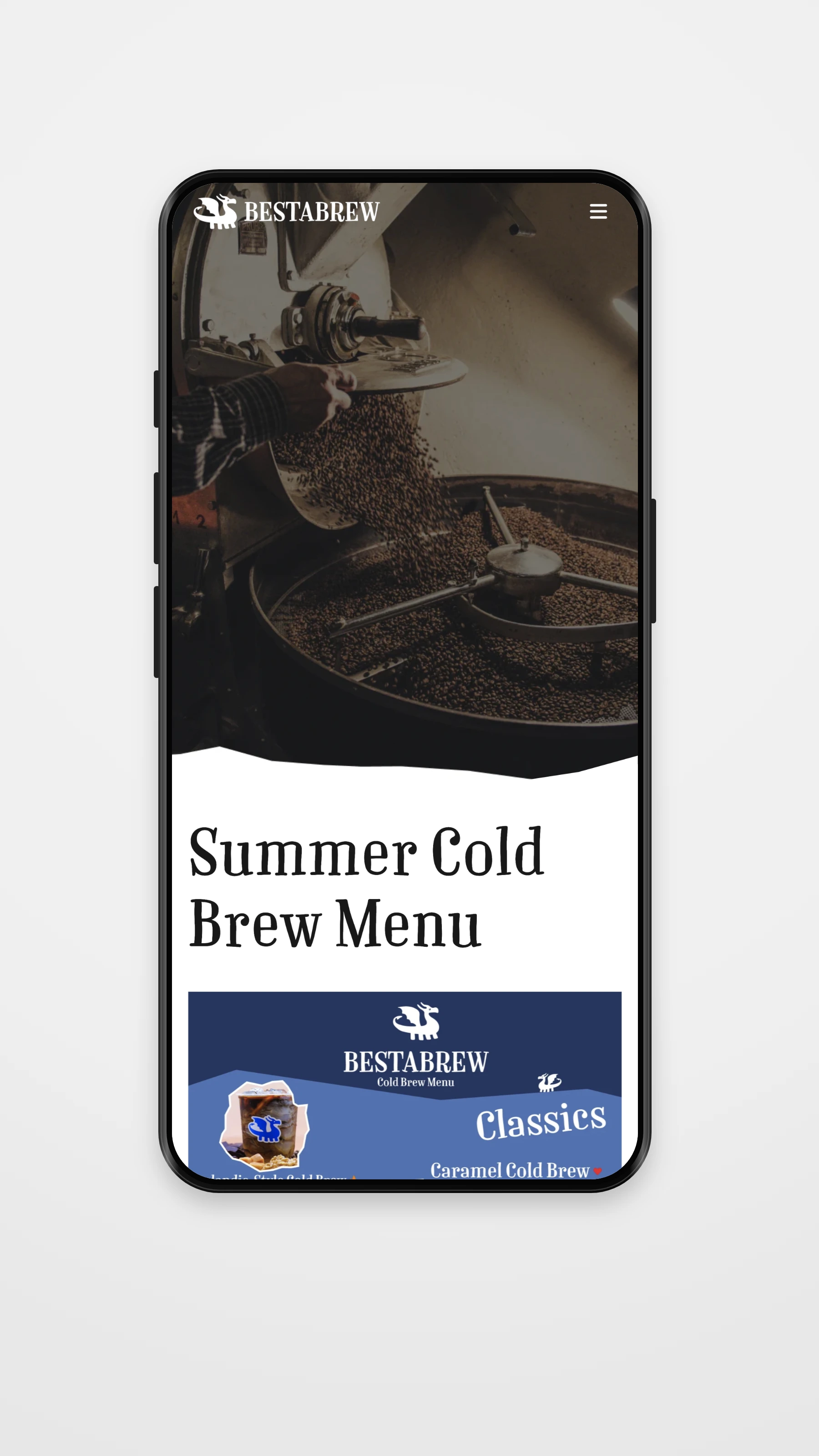 Bestabrew mobile navigation mockup