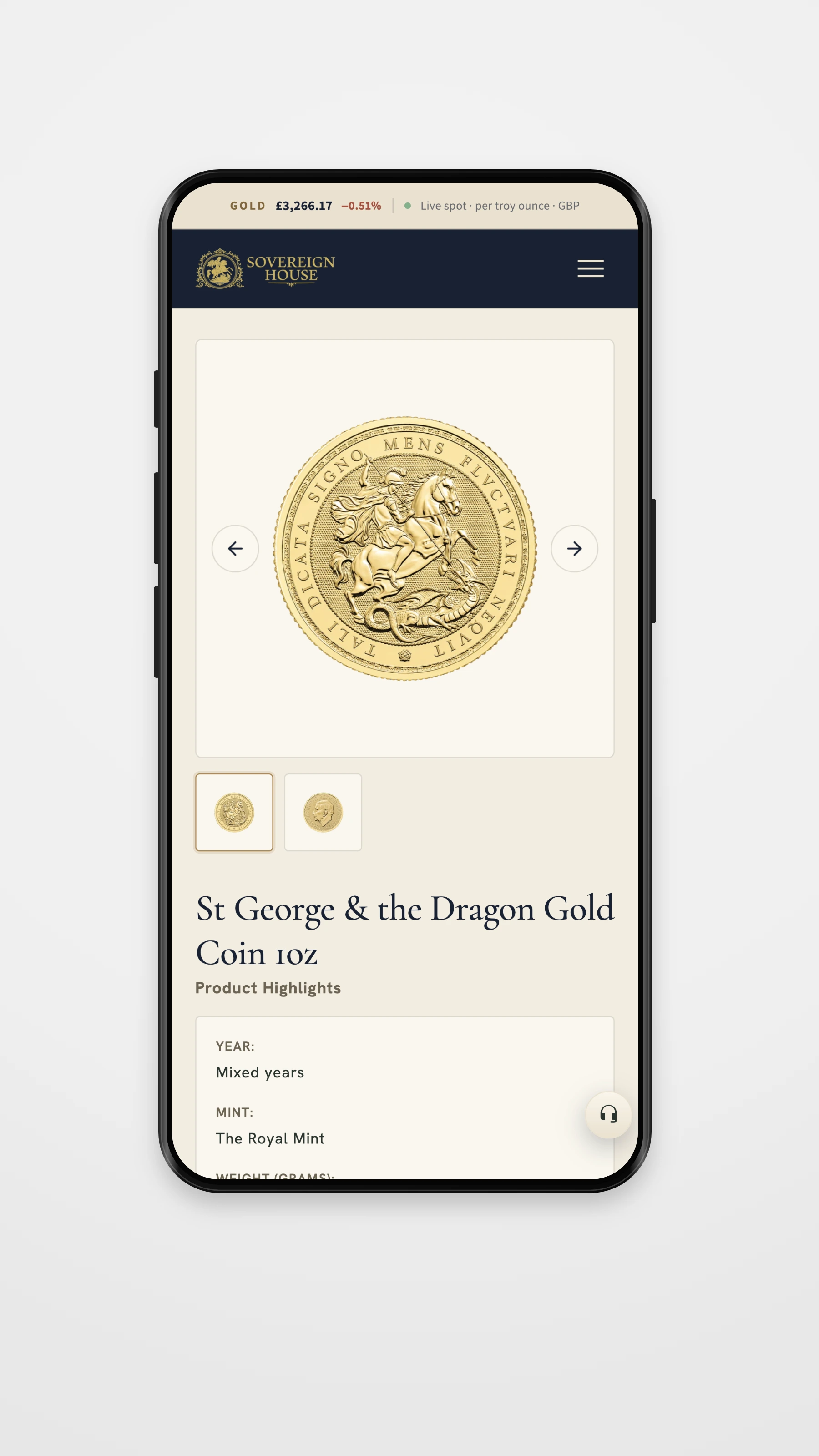 Sovereign House mobile homepage mockup