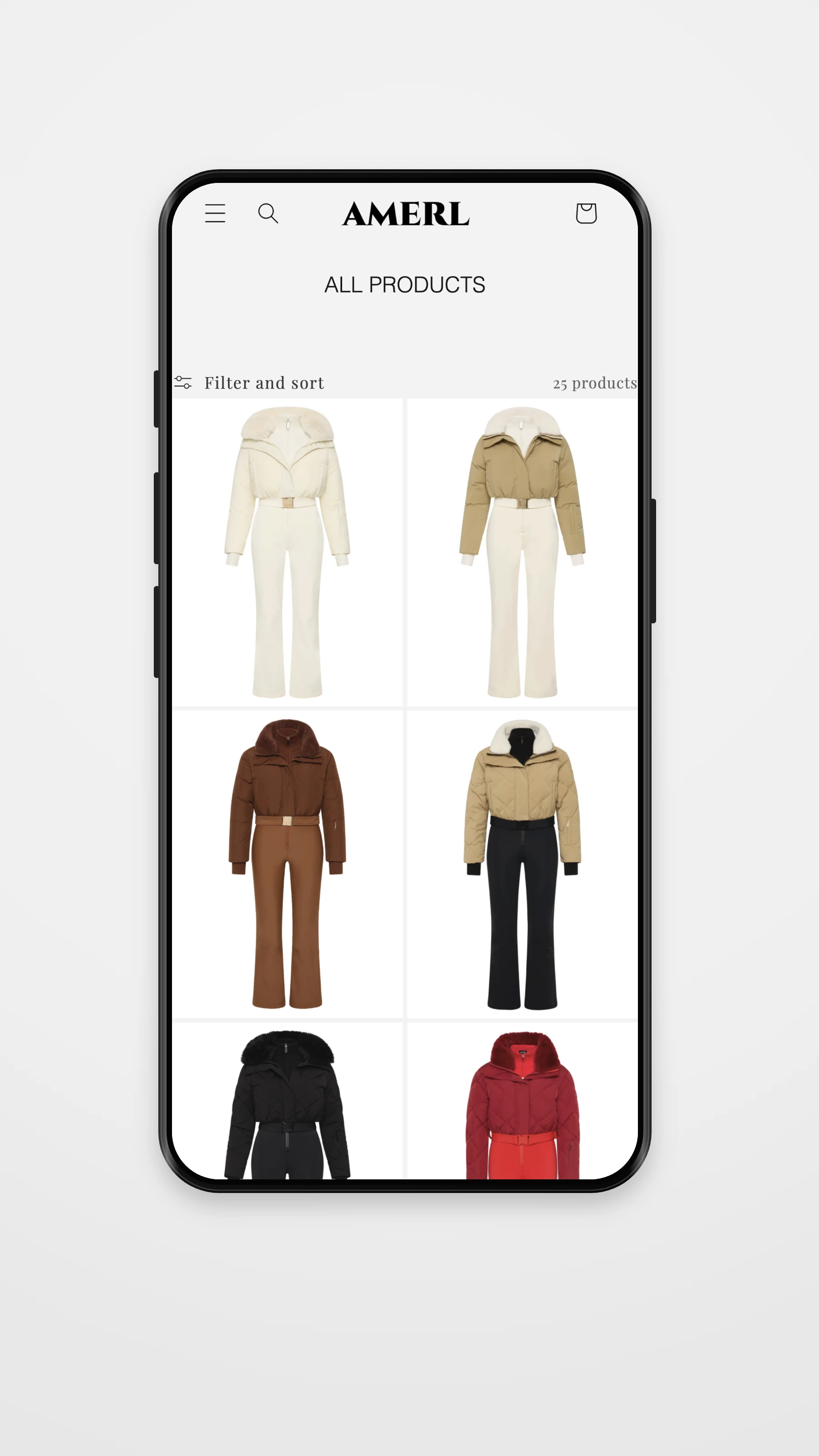 AMERL mobile homepage mockup