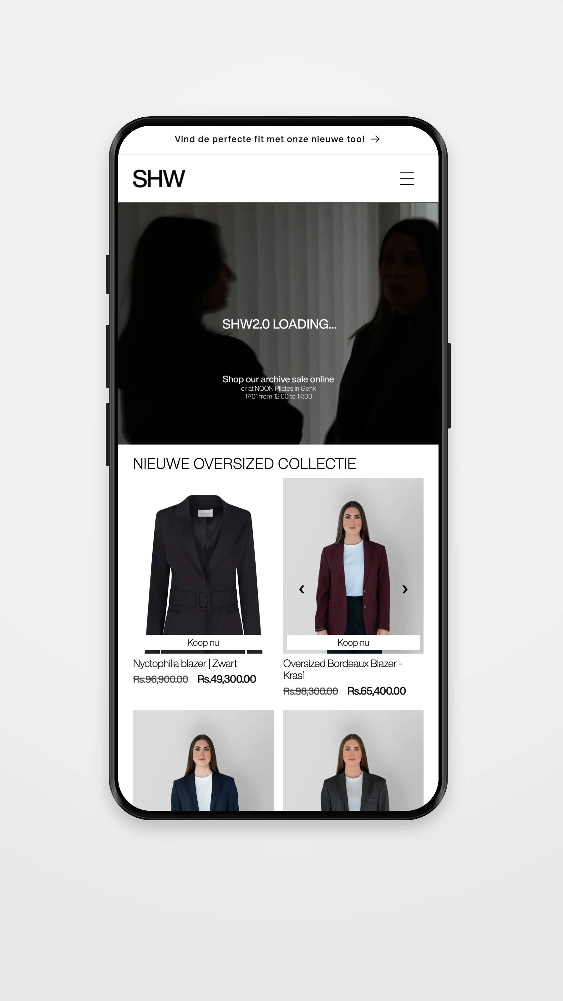 Suitsherwell mobile homepage mockup