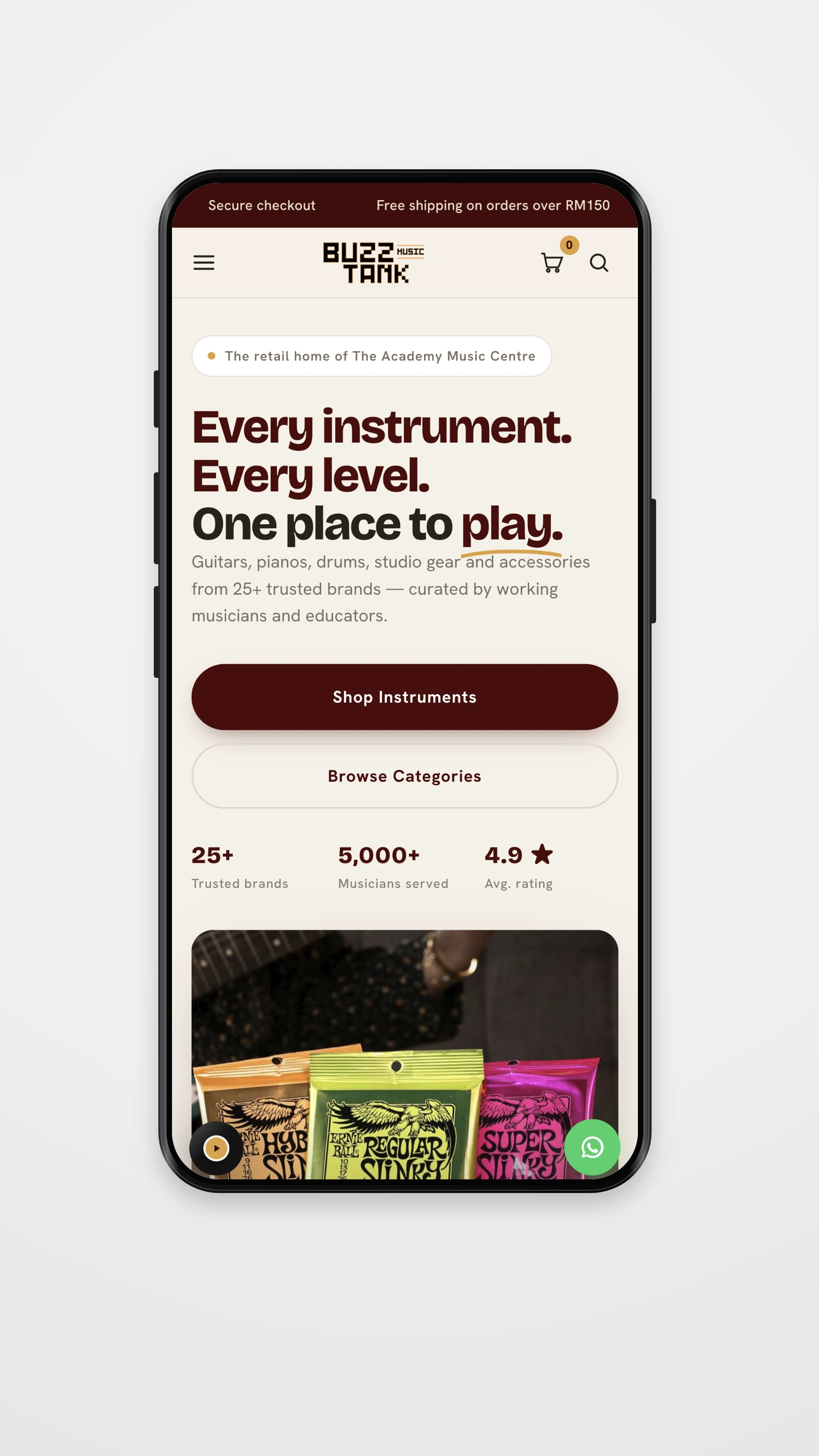 Buzztank mobile homepage mockup
