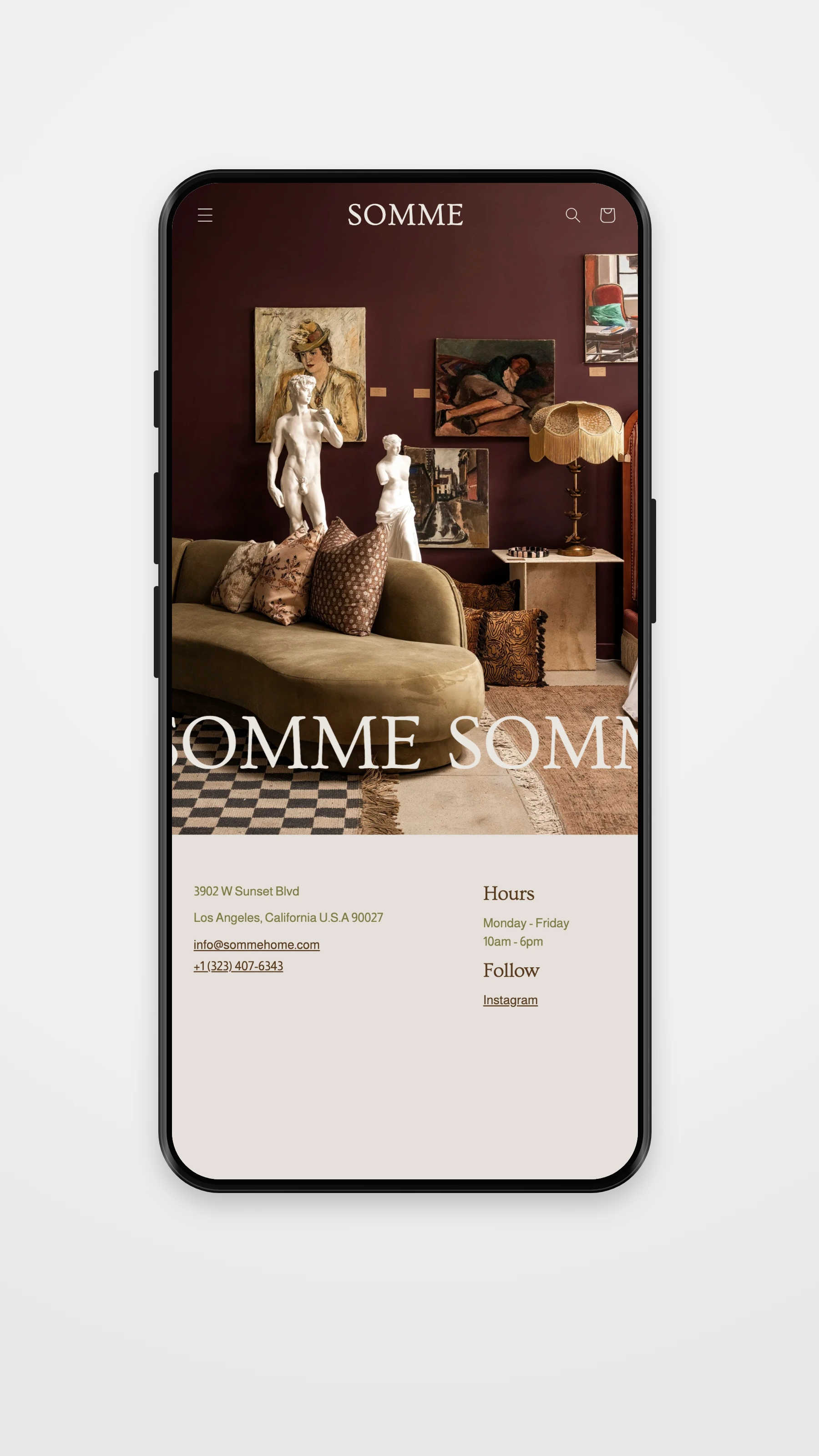 Somme Home mobile homepage mockup
