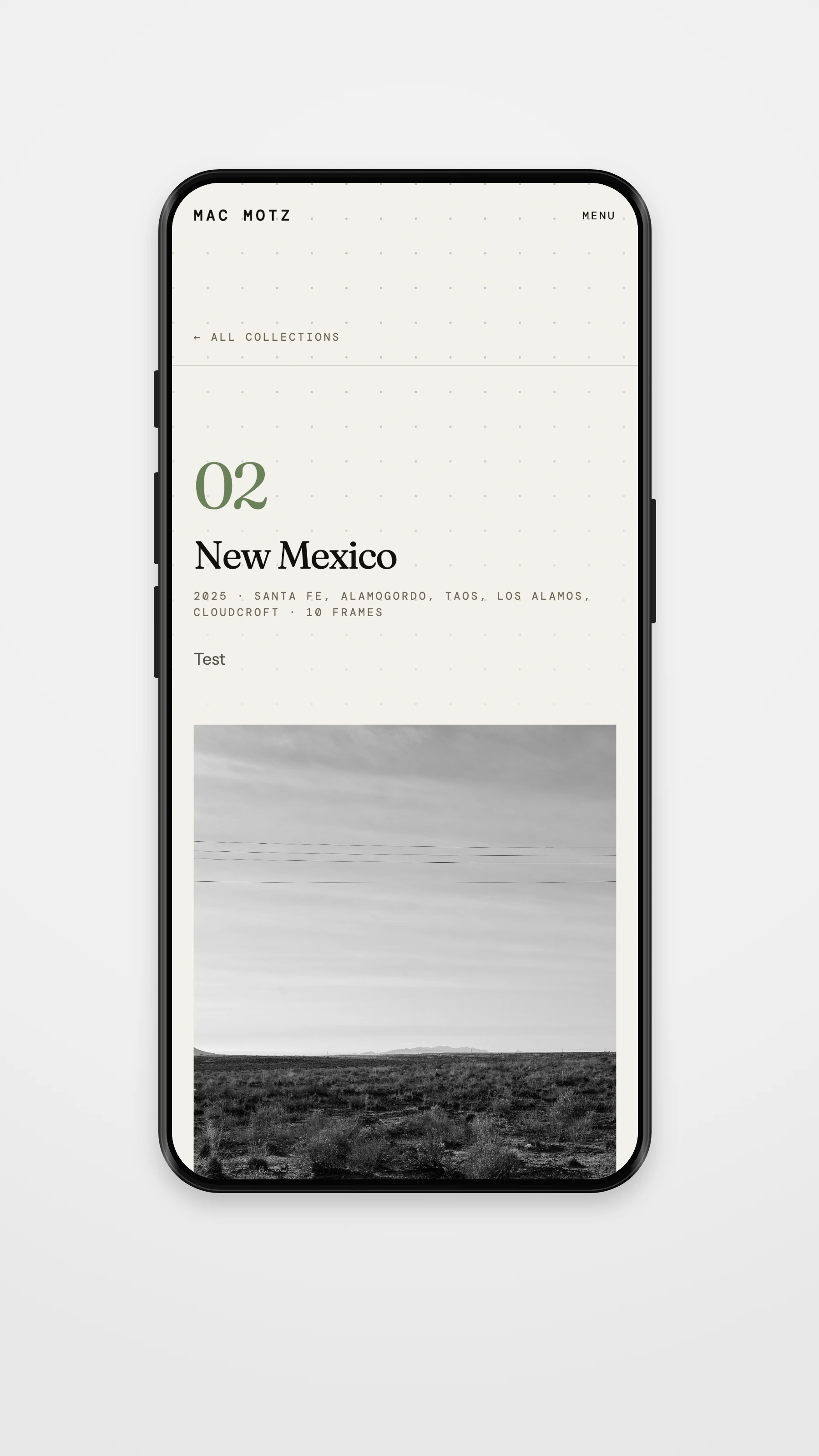 Mac Motz mobile homepage mockup