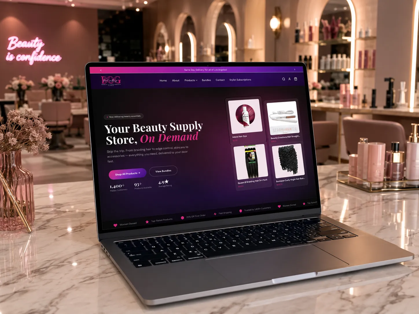 Beauti On The Go Shopify store mockup