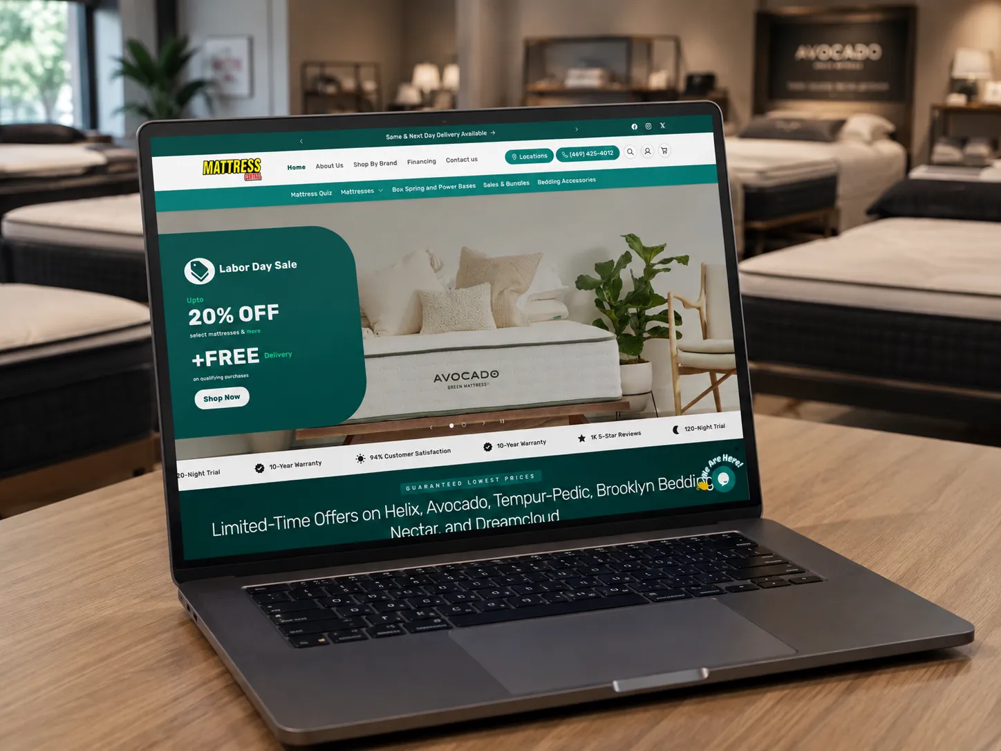 Mattress Central Shopify store mockup