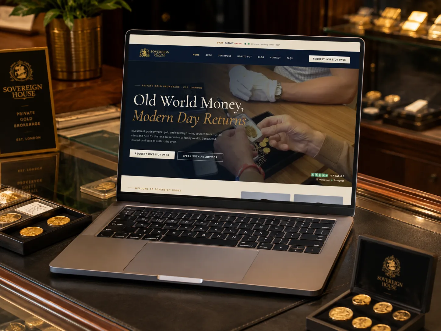 Sovereign House Shopify store mockup